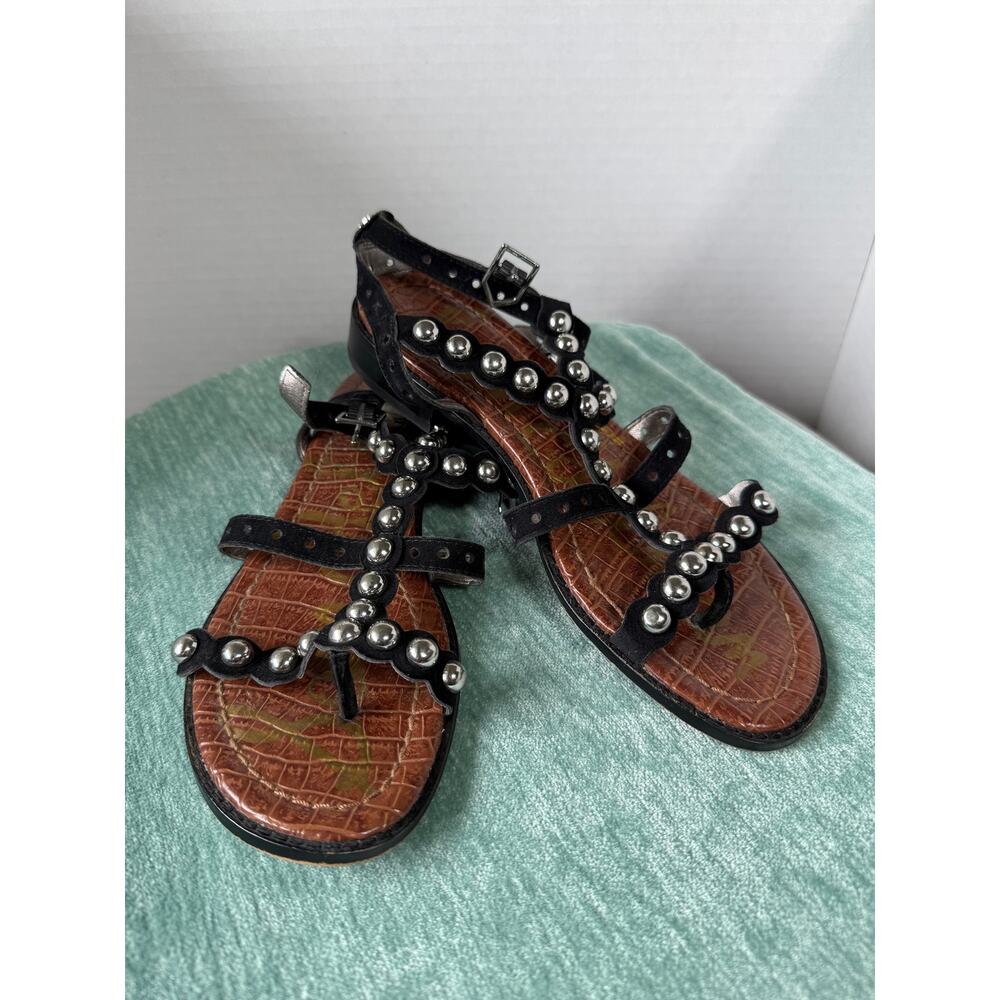 Sam Edelman Eavan Studded Gladiator Sandals Black SZ 6 Festival Boho Edgy Summer - Picture 3 of 7